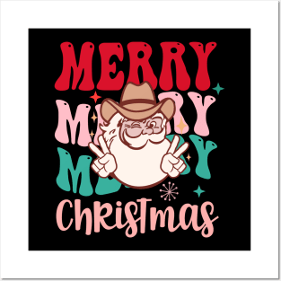 Merry Christmas Peace Santa Cowboy Posters and Art